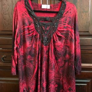 Womens Cato Sz 18/20 Red and Black Top